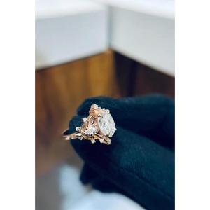Bague de Fiançailles Vintage en Argent 925 avec Diamant de Laboratoire Taillé en Forme de Feuille, Sertie à Griffes, Motif Floral Inspiré de la Nature, Bague de Promesse Élégante pour Femme - Product Image 3