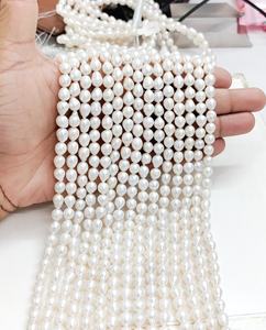 ไข่มุกน้ำจืดทรงหยดน้ำสีขาวธรรมชาติคุณภาพ AAA ขนาด 9*7 มม. ยาว 15.5 นิ้ว สำหรับทำเครื่องประดับ - Product Image 3