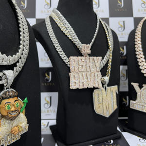 Collar de Cadena Fina de Plata de Ley con Diamantes Multicolores en Forma de Diamante, Collar Hip Hop con Eslabones Cubanos con Diamantes Engastados para Hombre - Product Image 1