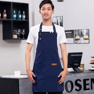 ผ้ากันเปื้อนเชฟยีนส์ปักโลโก้ตามสั่ง พร้อมกระเป๋าและสายคล้องคอ ผ้าลายทอสำหรับพนักงานเสิร์ฟในร้านอาหาร โรงแรม และร้านเบเกอรี่ - Product Image 1