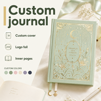Carnet de Jour LABON Personnalisé « Jardin de Lys au Clair de Lune » – Couverture Rigide Vert Sauge avec Dorure Or – Journal Esthétique de Luxe – Papeterie en Gros