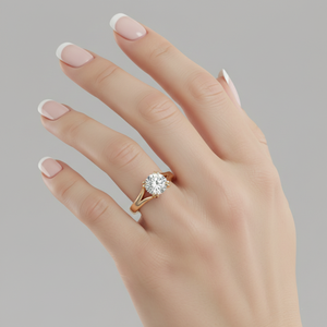 Bague de fiançailles solitaire à tige fendue en or massif |   Diamant de laboratoire cultivé en laboratoire - Product Image 3