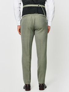 Pantalon de costume en laine vert pour homme avec gilet, style britannique, coupe droite, infroissable, tissu tissé, simple boutonnage - Product Image 5