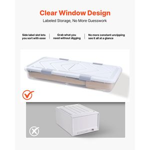 Contenitore Funzionale Sottoletto 80,5 x 39,6 x 17,5 cm, Organizer Pieghevole con Ruote per Scarpe, Coperchio Grigio con Chiusura Inclusa - Product Image 4