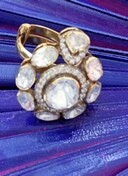 Bague Amaira Jewels à grappe florale en Moissanite de laboratoire plaqué or 18 carats, bijoux de mariage pour femme, style glamour, pierre de naissance de mars - Product Image 4