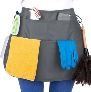 Tablier unisexe en coton bleu premium 2026 avec plusieurs poches pour outils de nettoyage, fournitures de restaurant et bar, en tissu tricoté à manches courtes - Product Image 3