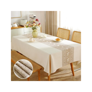 70x108 Inch Classic Embroidered Woven Linen Green Olive Dining <b>Table</b> Cover GOTS Certified Oilproof Waterproof Soft Texture Clean - Product Image 6