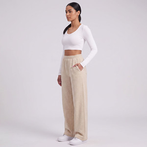 <b>Women's</b> <b>Fleece</b> Straight Mid Waist Loose Fit Eco-Friendly Breathable Full Length Winter <b>Trouser</b> - Product Image 4