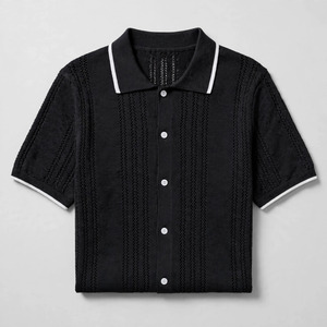 เสื้อเชิ้ตแขนสั้นสีดำสำหรับผู้ชาย ผ้าป๊อปลิน ระบายอากาศได้ดี เหมาะสำหรับใส่ในฤดูร้อน - Product Image 4
