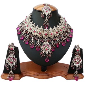 Vintage Silver Plated Alloy Necklace Earrings Set Women Crystal Rhinestone Tassel Jewelry Wedding Bridal Fashion Jewelry Sets - Product Image 1