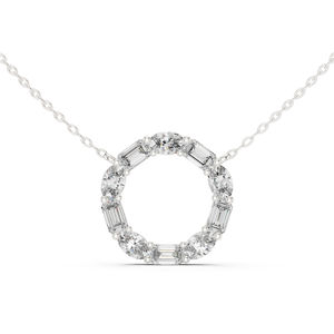 จี้เพชรรูปไข่และมรกตสังเคราะห์ทองคำขาว 14K สำหรับผู้หญิง |   ของขวัญวันครบรอบ |   เพชรที่เพิ่งเพาะเลี้ยง - Product Image 1