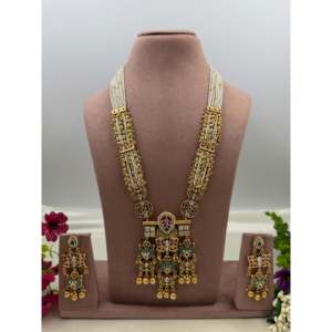 Indian Ethnic Tara Chorski Heritage <b>Gold</b> Plated Long Necklace Bridal <b>Set</b> - Product Image 1