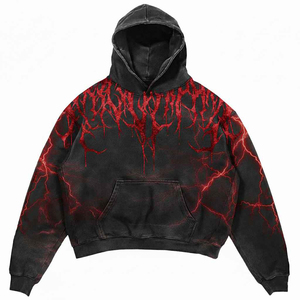 Vente en gros de sweats à capuche pour hommes en coton 100% 450 g/m², coupe classique, broderie délavée, épais, lourd, respirant, séchage rapide, style hip-hop - Product Image 3
