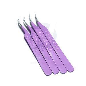 Prix de gros NOMZI INTERNATIONAL Pince à épiler professionnelle de haute qualité en acier inoxydable courbée couleur Purple Heart - Product Image 2