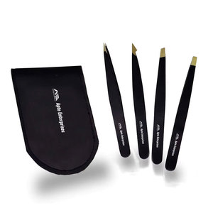 Kit de Pinzas para Cejas con Estuche de Cuero, Empaque Personalizado, Belleza Profesional, Logotipo Personalizado, Ecológico, Reutilizable, Acero Inoxidable - Product Image 1