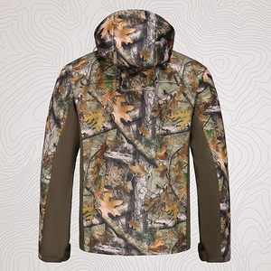 Chaqueta de Caza para Hombre, Abrigo de Camuflaje con Forro Polar Silencioso y Capucha, Resistente al Agua, Ropa de Caza para Clima Frío - Product Image 4