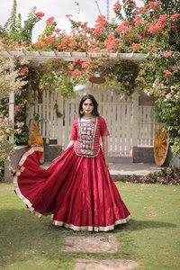 Navratri Rayon Anarkali Set Handmade Embroidered <b>Kurta</b> and Lehenga Ethnic Festival Wear <b>for</b> <b>Women</b> - Product Image 5