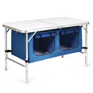 Tavolo da Campeggio Regolabile in Altezza, Portatile e Pieghevole, Quadrato in Metallo con Design Moderno per Parchi - Product Image 1