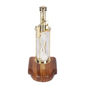 Sablier nautique de collection en laiton et verre à prix réduit avec sable blanc et base en bois fini polonais en laiton - Product Image 4