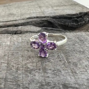 Élégante bague améthyste véritable en argent sterling 925 bijoux faits à la main en argent massif Style Boho bague en pierre cadeau pour elle - Product Image 5