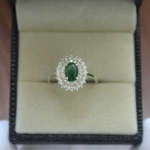 Emerald Oval Cut <b>Ring</b> S925 Sterling Silver <b>Statement</b> <b>Ring</b> For Women Elegant Fine Jewelry Green Gemstone <b>Ring</b> - Product Image 3