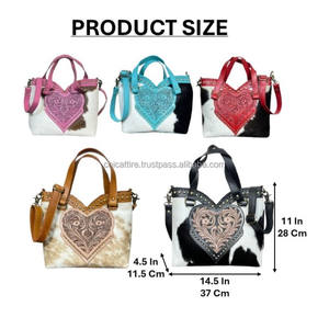 Sac fourre-tout tendance en cuir de vachette repoussé en forme de cœur rose pour femme, sac à main de luxe fait main avec poignée supérieure et bandoulière - Product Image 2