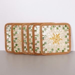 Square <b>sage</b> <b>green</b> rattan table mat eco-friendly <b>placemats</b> great deal decorative tableware accessory - Product Image 2