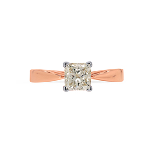 Anillo Solitario Sublime Glow Clásico de Oro Rosa de 18K con Corte Princesa, Anillo de Compromiso con Diamante Fino, Anillo de Boda para Mujer - Product Image 3