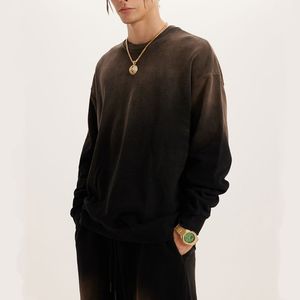 Sweat-shirt pour homme en coton premium, délavé et usé, coupe oversize, style streetwear urbain - Product Image 1