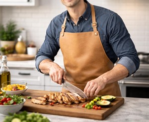 High Quality Handmade Classic Luxury Genuine Leather <b>Apron</b> for <b>BBQ</b> Grill Kitchen Custom Logo Bulk Supplier Factory Direct Water - Product Image 5