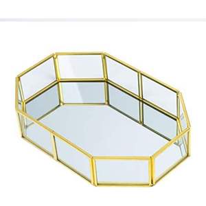 Juego de Bandejas Decorativas Espejadas Doradas de Lujo, Organizador de Maquillaje Moderno de Vidrio, Bandeja de Servicio Metálica para Mesa de Centro, Bandeja Decorativa para el Hogar - Product Image 5