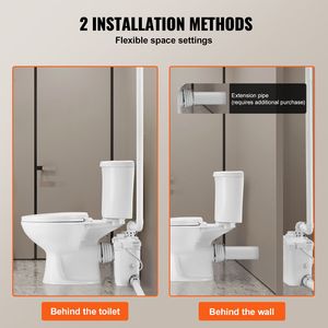 Potente sistema di pompa maceratrice da 800W per WC moderni con scarico doppio flusso, scarico posteriore stile francese per seminterrato - Product Image 6