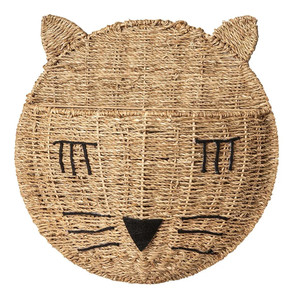 Cesta de pared con figuras de gatos, cesta de almacenamiento de algas marinas, colgante de pared, tejida a mano, organizador para decoración de niños - Product Image 1