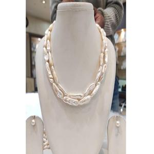 Hermoso Juego de Collar y Aretes de Perlas Barrocas de Primera Calidad, 2 Filas, para Niñas, Bodas, Compromisos, Fiestas - Product Image 1