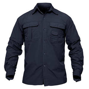 Camisas Polo Tácticas de Manga Larga para Hombre, de Secado Rápido, 100% Poliéster, con 3 Botones, Diseño Sólido - Product Image 2