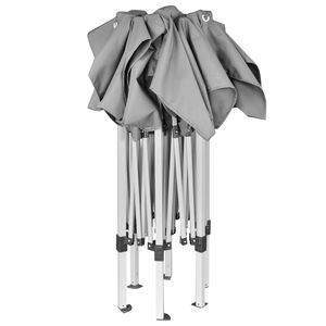 Gazebo Pieghevole in Acciaio 3,6m x 3,1m con Tettoia e Pergola Verniciata a Polvere Grigia - Product Image 3