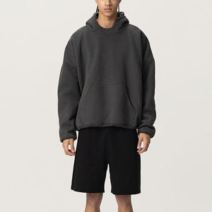 Sweat à capuche surdimensionné en molleton brossé, avec étiquette tissée personnalisée, teinture spéciale, manches raglan et poche kangourou, pour marque privée, vente en gros - Product Image 1