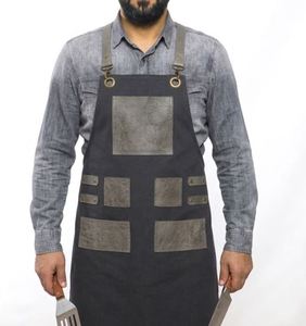 Tablier de travail en toile robuste gris avec poches - Product Image 1