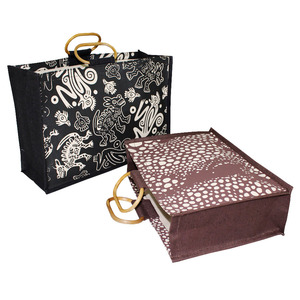 One Colour Oval Wooden Cane Handle 10 OZ PP Laminated Natural Reusable Cotton Shopping <b>Tote</b> Bag All Animal Print <b>Canvas</b> <b>Tote</b> Bag - Product Image 4