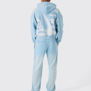 Ensemble de survêtement unisexe streetwear délavé à l'acide, qualité supérieure, 100 % coton, couleur unie, vintage, hiver, molletonné, respirant - Product Image 2