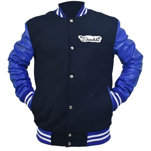 MS Men's Customized Embroidery <b>Sticker</b> Wool Body With Cow Hide Leather Sleeves Letterman Jacket - Product Image 2