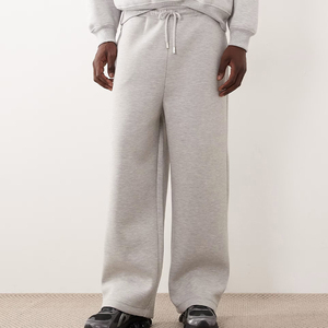 Custom Logo <b>Men's</b> <b>Wide</b> <b>Leg</b> Sweatpants Oversized Baggy Joggers Drawstring Elastic Waistband Blank Streetwear <b>Trousers</b> OEM - Product Image 1