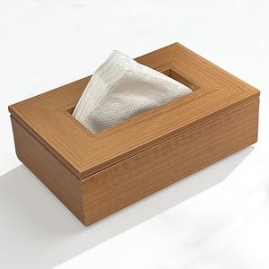Modern Wood Grain Facial Tissue Holder with Easy Refill Cover-Table Organizer Decor for Home and Office - Product Image 2