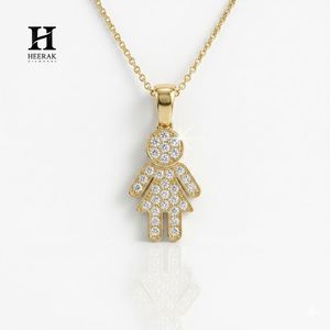 Pendentif Fille en Or Pavé de Diamants, Charme Silhouette Enfant Mignon, Bijoux Fins, Cadeau pour Mère - Product Image 2