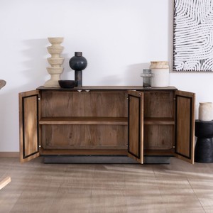 Vandana Crystal Essence 3-door mango wood <b>sideboard</b> in a clean, minimalist style, Santo, 150 cm - Product Image 2