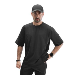 Camiseta Negra Oversize para Hombre, Manga Corta, Cuello Redondo, Ajuste Holgado, Lisa, Casual, Relajada, para Verano, Gimnasio, Entrenamiento, Ropa Deportiva Básica - Product Image 1