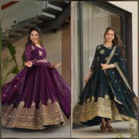 Salwar Kameez Dupatta pour femme, brodé de sequins Zari violets, style ethnique pour mariage, Inde Pakistan Leranath Fashion LR-1046, entièrement brodé