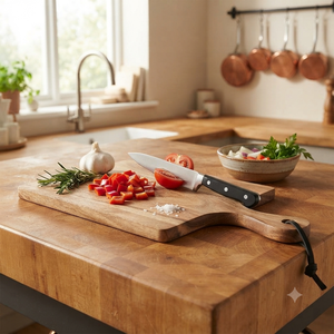 Planche à découper en bois d'acacia avec poignée, planche à découper en bois, plateau de service pour fromage, cuisine, restaurant, maison, fournisseur en gros - Product Image 3
