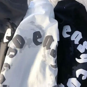 เสื้อยืดคอกว้างทรงหลวมสไตล์สตรีท แขนยาว ผ้าโพลีเอสเตอร์ ลายพิมพ์นูนโลโก้ด้านหน้า ผ้าระบายอากาศได้ดี ใส่ได้ทั้งผู้ชายและผู้หญิง - Product Image 2