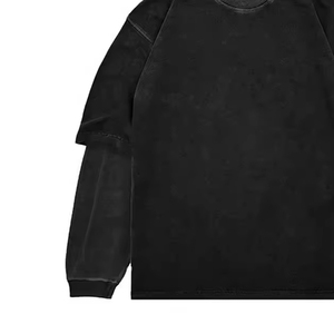 เสื้อยืดคอตตอนทรงหลวมสไตล์วินเทจ แขนยาวเต็มตัว สำหรับผู้ชาย สไตล์สตรีทแฟชั่น - Product Image 2